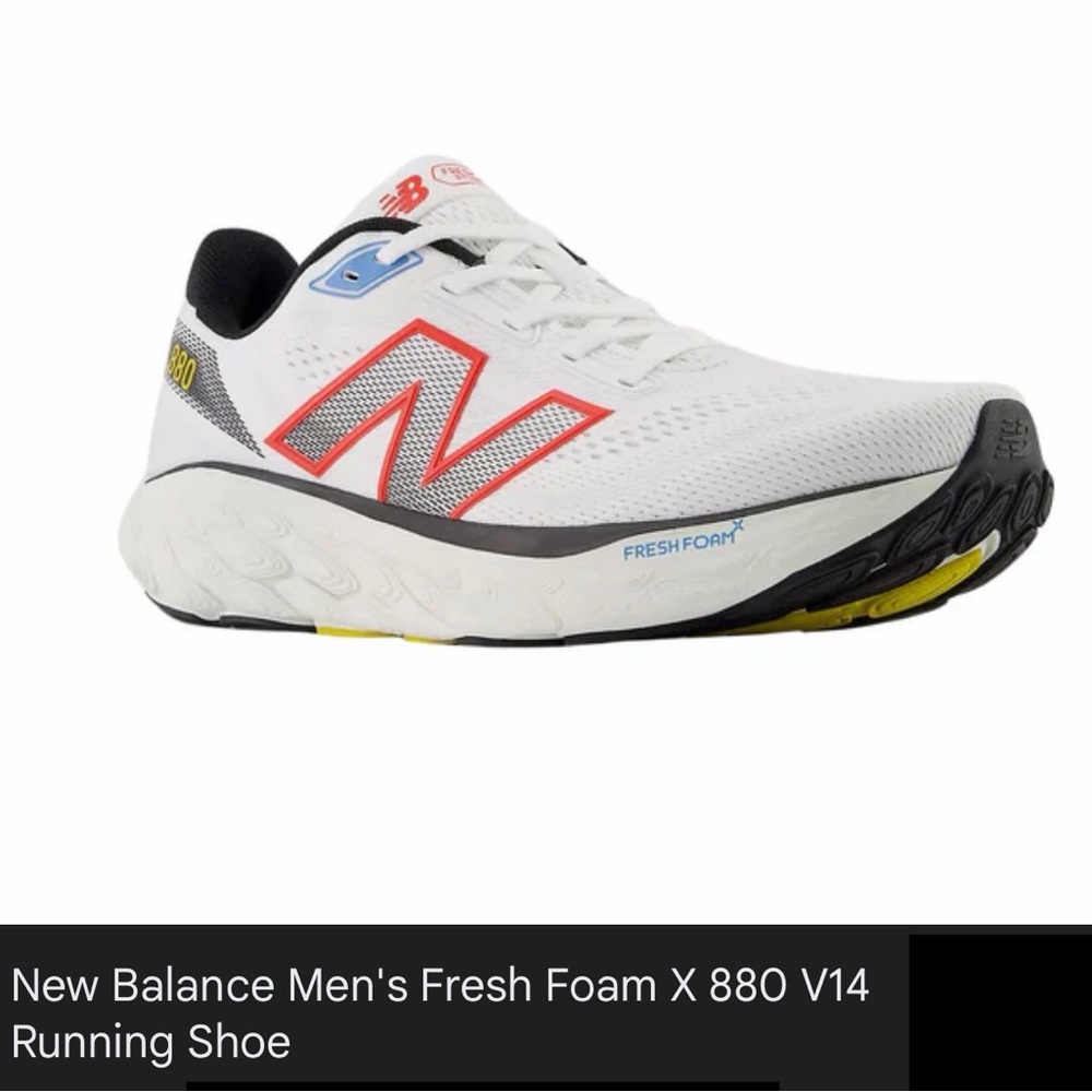 New Balance Fresh Foam X 880 v14, White/Red
Men’s 12.5 Wide - Women’s 14 Wide